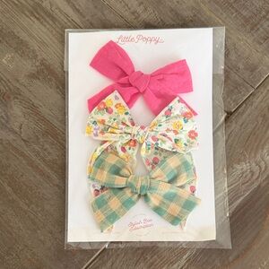 Little Poppy co Pink and Floral Bow Set NWT